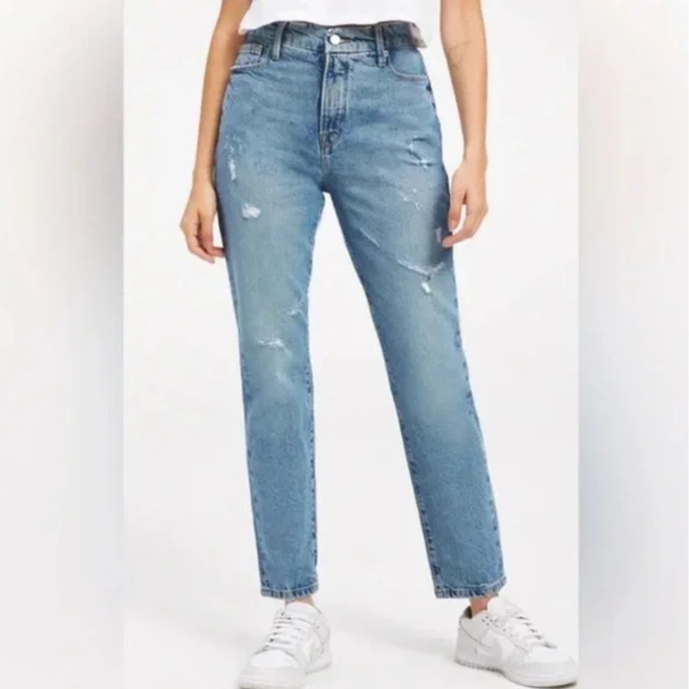 GOOD AMERICAN Good Classic Distressed Jean Indigo Size 4/27 High Rise Womens NWT